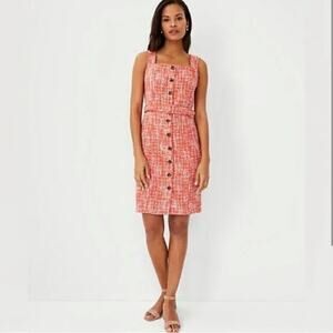 Ann Taylor Orange Tweed Sleeveless Dress Size 10P Petite